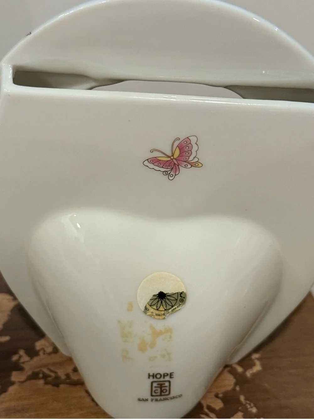 Vintage Hope San Francisco Butterfly Porcelain Frame Cottagecore Floral Whimsy